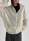 Roman Punching See-through Loose-fit Hooded Zip-up