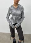 [MADE] Betty Stripe Frill Hooded Zip-Up (Set Available)