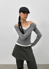 [MADE] Shabni V-neck Shirring Long-sleeved T-shirt