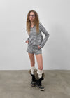 [MADE] Betty Stripe Frill Hooded Zip-Up (Set Available)