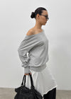 [MADE] Boril Batwing Off-Shoulder Long Sleeve Tee