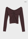 [MADE] Shabni V-neck Shirring Long-sleeved T-shirt