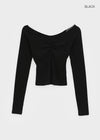 [MADE] Shabni V-neck Shirring Long-sleeved T-shirt
