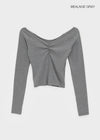 [MADE] Shabni V-neck Shirring Long-sleeved T-shirt