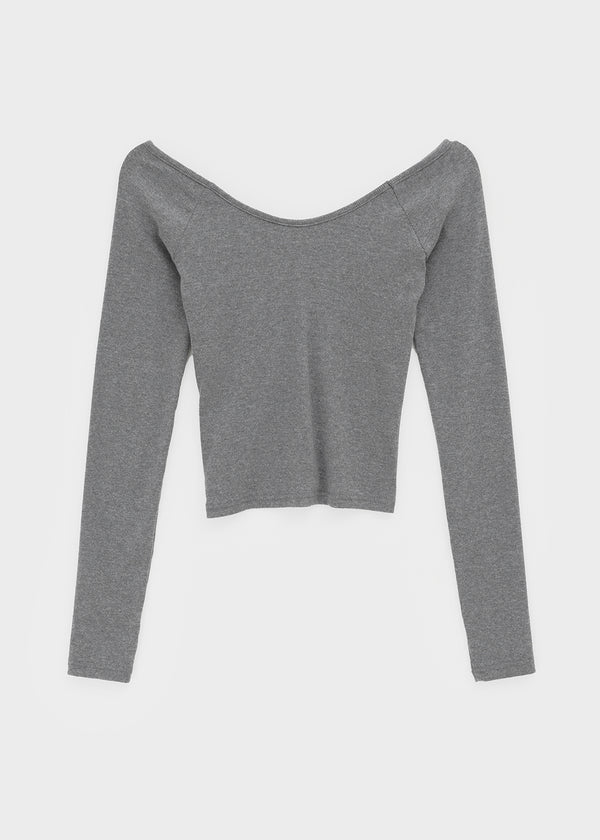 [MADE] Shabni V-neck Shirring Long-sleeved T-shirt