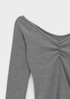 [MADE] Shabni V-neck Shirring Long-sleeved T-shirt