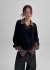 Le Cozy Loose Fit V-neck Knit (55% Wool)