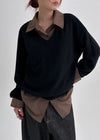 Le Cozy Loose Fit V-neck Knit (55% Wool)