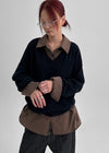 Le Cozy Loose Fit V-neck Knit (55% Wool)