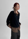 Le Cozy Loose Fit V-neck Knit (55% Wool)