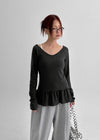 [MADE] Flooming V-neck Frill Long Sleeve T-shirt