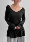 [MADE] Flooming V-neck Frill Long Sleeve T-shirt