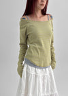 Butt Stripe Punching Boat Neck Long Sleeve T-shirt