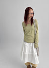 Butt Stripe Punching Boat Neck Long Sleeve T-shirt