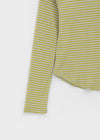 Butt Stripe Punching Boat Neck Long Sleeve T-shirt