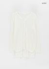 Hava Loose Fit Slit Henley Neck Knit Long Sleeve Tee