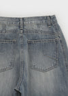 Remel Curved Washed Balloon Wide Denim Pants