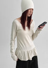 [MADE] Flooming V-neck Frill Long Sleeve T-shirt