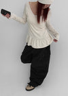 [MADE] Flooming V-neck Frill Long Sleeve T-shirt