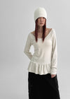 [MADE] Flooming V-neck Frill Long Sleeve T-shirt