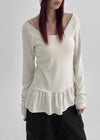 [MADE] Flooming V-neck Frill Long Sleeve T-shirt
