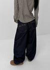 Beaver Two Studded Raw Balloon Denim Pants