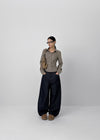 Beaver Two Studded Raw Balloon Denim Pants