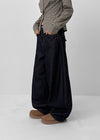 Beaver Two Studded Raw Balloon Denim Pants