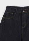 Beaver Two Studded Raw Balloon Denim Pants