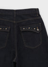 Beaver Two Studded Raw Balloon Denim Pants