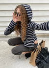 [MADE] Betty Stripe Frill Hooded Zip-Up (Set Available)