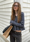 [MADE] Betty Stripe Frill Hooded Zip-Up (Set Available)