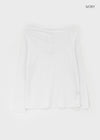 Chestnut Henley Neck Unbalanced Off-Shoulder Long Sleeve T-Shirt