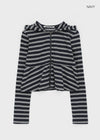 [MADE] Betty Stripe Frill Hooded Zip-Up (Set Available)