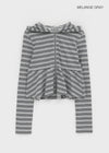 [MADE] Betty Stripe Frill Hooded Zip-Up (Set Available)