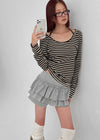 Rahin Stripe U Neck Long Sleeve T-shirt