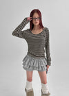Rahin Stripe U Neck Long Sleeve T-shirt