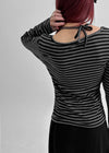 Rahin Stripe U Neck Long Sleeve T-shirt