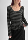 Rahin Stripe U Neck Long Sleeve T-shirt