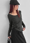 Rahin Stripe U Neck Long Sleeve T-shirt