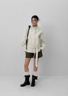 Romtor High Neck Half Cotton Jacket (belt Set)