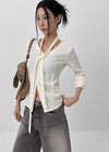[MADE] Ruet Pleated Tie Blouse