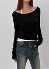 [MADE] Chiporing Fleece Lining boat neck long-sleeve T-shirt (Set Available)