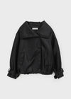 Tung-key high-neck double-button leather jacket