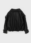 Tung-key high-neck double-button leather jacket