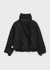 Tung-key high-neck double-button leather jacket