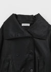 Tung-key high-neck double-button leather jacket