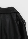 Tung-key high-neck double-button leather jacket