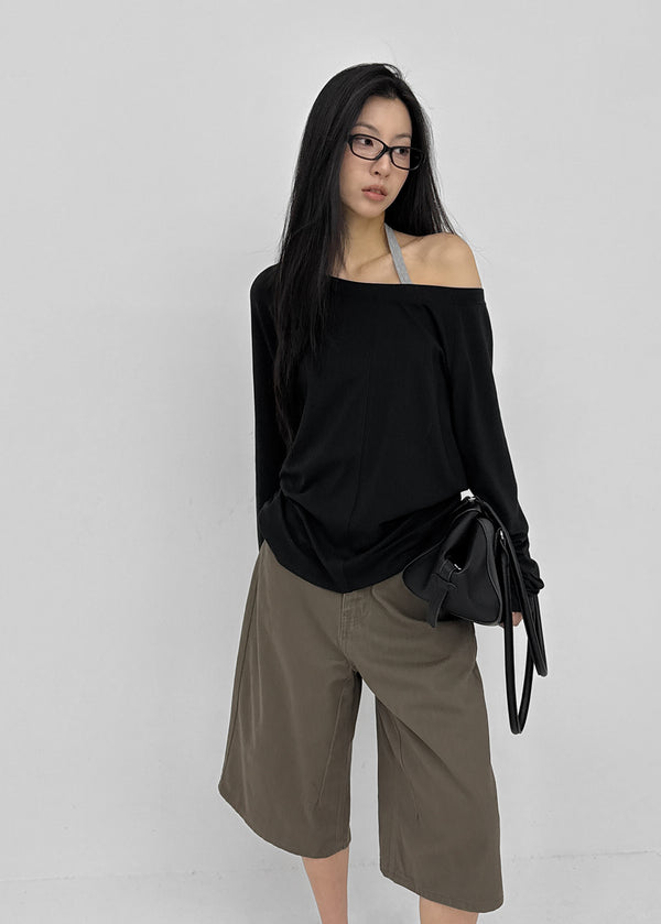 [MADE] HUR Off-shoulder Raglan Long Sleeve Tee