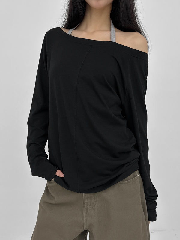 [MADE] HUR Off-shoulder Raglan Long Sleeve Tee
